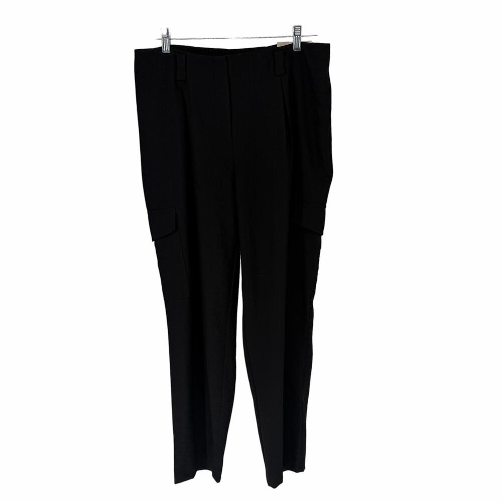 NEW Chico's Black Casual Soft Utility Straight Ankle Pants Sz 2R (12R)